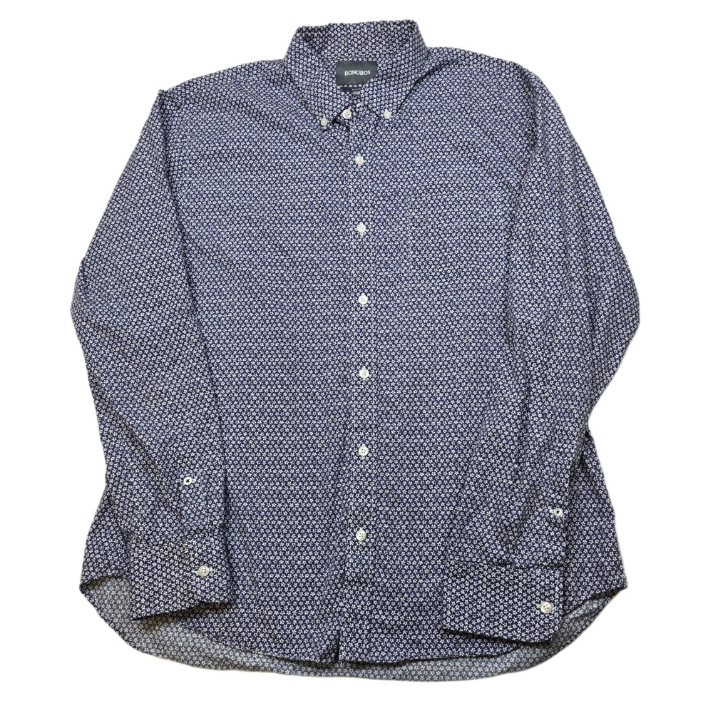 Bonobos Slim Fit Shirt Mens XL Purple Geo Floral Print Button Down Long‎ Sleeve